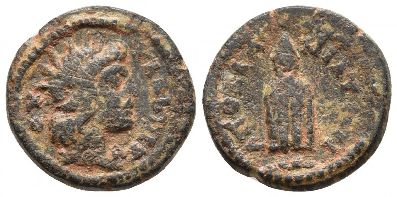 Caria, Apollonia Salbace, pseudo-autonomous issue, ca. 161-169 AD, AE
Radiate he...