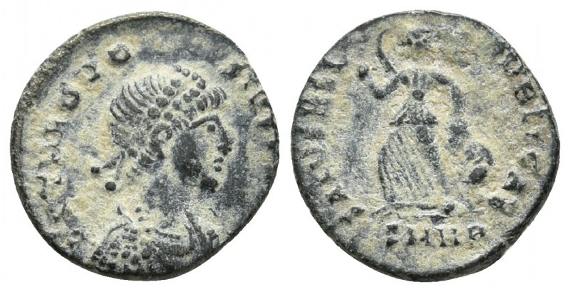 Theodosius I, ca. 388-394 AD, AE4, Nicomedia Mint
Diademed, draped and cuirassed...