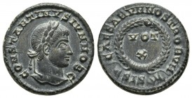 Constantinus II as caesar, ca. 321-324 AD, AE follis, Siscia Mint
Laureate head of Constantinus II right
VOT X within wreath
RIC VII 182
18.5mm / 3.3g