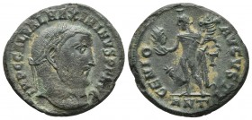 Maximinus II ca. 312 AD, AE Follis, Antiochia Mint
Laureate head of Maximinus II right
Genius standing left, holding head of Sol and cornucopia
RIC VI...
