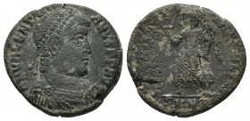 Valentinianus I, ca. 364-367 AD, AE3, Heraclea Mint
Diademed, draped and cuirassed bust of Valentinianus I right
Victory advancing left, holding palm ...