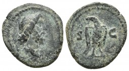 Rome, period of Domitianus-Antoninus Pius, ca. 81-161 AD, AE quadrans
Diademed head of Jupiter right
Eagle standing frontally, head turned left, flank...