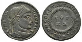 Constantinus I, ca. 321 AD, AE Follis, Rome Mint
Laureate head of Constantinus I right
VOT XX within wreath
RIC VII 237
18mm / 2.3g