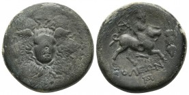 Cilicia, Soloi-Pompeiopolis, ca. 2-1 cent. BC, AE
Aegis with gorgoneion in the centre
Europa riding bull right, owl standing on grapes to the right
SN...