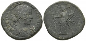 Lucilla ca. 164-166 AD, AE Sestertius, Rome Mint
Draped bust of Lucilla right
Hilaritas standing left, holding long palm branch and cornucopia
RIC III...