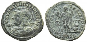 Licinius II, as caesar ca. 321-324 AD, AE Follis, Alexandria Mint
Helmeted and cuirassed bust of Licinius II left, holding spear and shield
Jupiter st...