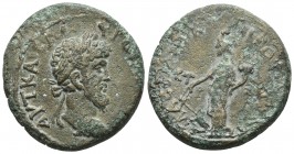PONTUS, Amasia. Lucius Verus. AD 161-169.AE 6h). Dated CY 164 (AD 161/2).
Laureate, draped, and cuirassed bust right .
Rev: Tyche standing left, hol...
