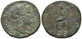 Hadrianus 117-138 AD, ca. 127 AD, AE Sestertius, Rome Mint
Laureate head of Hadrianus right
Roma seated left on the cuirass, shield behind, holding co...