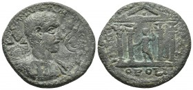 Cilicia, Ninica-Claudiopolis, Maximinus I 235-238 AD, AE
Laureate and cuirassed bust of Maximinus I right. Two countermarks
Tetrastyle temple with sta...