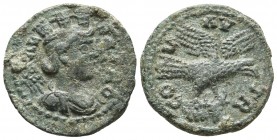 Troas, Alexandria, pseudo-autonomous, time of Gallienus 253-268 AD, AE
Turreted bust of Tyche right, behind vexillum
Eagle flying right, holding bull'...