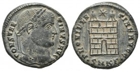 Constantinus I, ca. 326-7 AD, AE Follis, Cyzicus Mint
Laureate head of Constantinus I right
Camp gate, star above
RIC VII 44
19.3mm / 3.4g