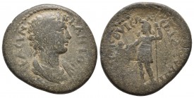 Phrygia, Grimenothyrae, pseudo-autonomous issue ca. 150-250 AD, AE
Bare and draped bust of Senate right
Men standing left, holding pine cone and scept...