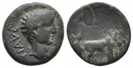 Macedonia, uncertain mint (Philippi ?), Tiberius 14-37 AD, AE
Laureate head of Tiberius right
Two priests ploughing with oxen right
RPC I 1657
16.1mm ...