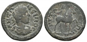 Lydia, Attalea, Elagabalus 218-222 AD, AE
Laureate, draped and cuirassed bust of Elagabalus, seen from behind, right
Horseman advancing right
SNG Leyp...
