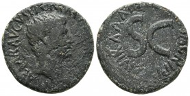Augustus 27 BC - 14 AD, AE as , Rome Mint, P. Lurius Agrippa, ca. 7 BC.
Bare head of Augustus right
SC surrounded by legend
RIC I 427
26.3mm / 9.2g