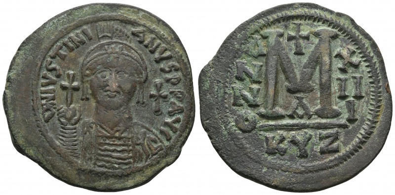 Justinian I 527-565 AD, AE follis, Cyzicus Mint, 539/540 AD
DNIVSTINI-ANVSPPAVC ...