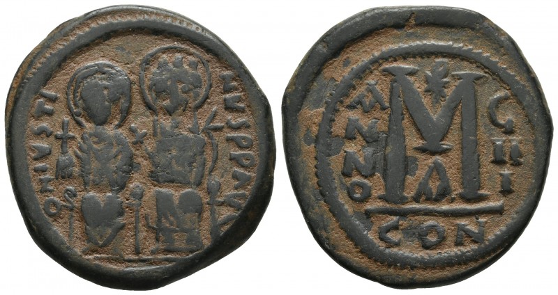Justin II 565-578 AD, AE follis, Constantinople Mint, 573/574 AD
DNIVSTI-NVSPPAV...