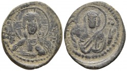 Anonymous Follis class G (attributed to Romanus IV), AE, Constantinople Mint, c.1065/1070 AD
Bust of Christ facing, wearing nimbus cruciger, pallium a...
