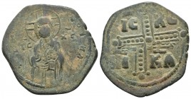 Anonymous follis class C (attributed to Michael IV), AE, Constantinople Mint, c. 1042/1050
…-NOVHL Three-quarter length figure of Christ Antiphonetes ...