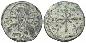 Anonymous follis class I (attributed to Nicephorus III), AE, Constantinople Mint, c. 1075/1080
Bust of Christ facing, wearing nimbus cruciger, pallium...