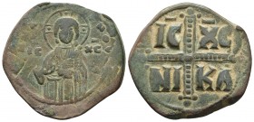 Anonymous follis class C (attributed to Michael IV), AE follis, Constantinople Mint, c. 1042/1050
...A-NOV... Three-quarter length figure of Christ An...