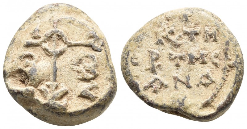 Byzantine lead seal, c. VIII/IX century AD
Cruciform invocative monogram (type V...