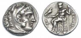GRECIA ANTIGUA. MACEDONIA. A nombre de Alejandro III. Dracma. Sardes (323-319 a.C.). R/ Delante antorcha y debajo del trono monograma. PRC-2638. AR 4,...