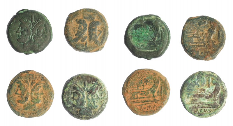 REPÚBLICA ROMANA. Lote de 4 ases. S. II a.C. A/ Cabeza de Jano bifronte. R/ Proa...