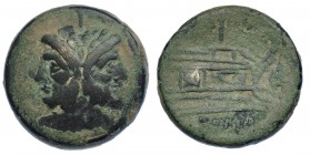 REPÚBLICA ROMANA. Acuñaciones anónimas. As (post. 211 a.C.). A/ Cabeza de Jano bifronte. R/ Proa a der., encima valor, debajo ROMA. AE 25,12 31,3 mm. ...
