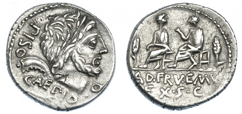 REPÚBLICA ROMANA. CALPURNIA. Denario. Roma (100 a.C.). A/ Debajo de la cabeza de...