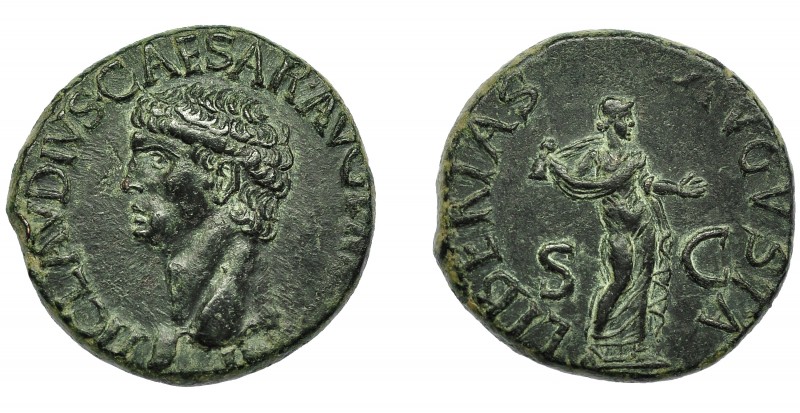 IMPERIO ROMANO. CLAUDIO I. As. Roma (50-54 d.C.). A/ Cabeza a izq.; TI CALVSIVS ...