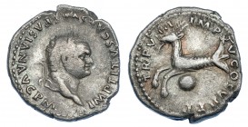 IMPERIO ROMANO. TITO. Denario. Roma (79). A/ Busto laureado a izq.; IMP TITVS CAES VESPASIAN AVG P M. R/ Capricornio a izq., debajo globo; TR P VIIII ...