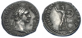 IMPERIO ROMANO. DOMICIANO. Denario. Roma (89 d.C.). R/ Minerva avanzando a der. con lanza y escudo; IMP XXI C(…). AR 3,06 g. 18,6 mm. RIC-728. MBC.