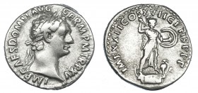 IMPERIO ROMANO. DOMICIANO. Denario. Roma (95-96 d.c.). R/Minerva sobre proa a der. con lanza y escudo; IMP XXII COS XVII CENS P P P. AR 3,22 g. 18,1 m...