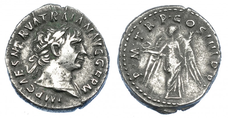 IMPERIO ROMANO. TRAJANO. Denario. Roma (102). A/ Cabeza laureada a der. R/ Victo...