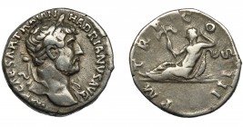 IMPERIO ROMANO. ADRIANO. Denario. Roma (119-122). R/ Oceanus reclinado a izq. sobre delfín y sosteniendo ancla; P M TR P COS III. AR 3,32 g. 17,7 mm. ...