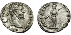 IMPERIO ROMANO. SEPTIMIO SEVERO. Denario. Roma (194-195). R/ Minerva a izq. con lanza y escudo; P M TR P III COS II P P. AR 2,79 g. 18,3 mm. RIC-68. M...
