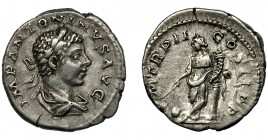 IMPERIO ROMANO. HELIOGÁBALO. Denario. Roma (220-222). R/ Providentia con globo y cornucopia, apoyada en columna; P M TR P II COS II P P. AR 2,68 g. 18...
