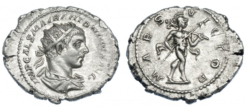 IMPERIO ROMANO. HELIOGÁBALO. Antoniniano. Roma (219). R/ Marte avanzando a der. ...