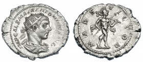 IMPERIO ROMANO. HELIOGÁBALO. Antoniniano. Roma (219). R/ Marte avanzando a der. con lanza y trofeo; MARS VICTOR. AR 4,93 g. 25,8 mm. RIC-122. Acuñació...