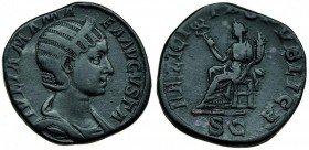 IMPERIO ROMANO. JILIA MAMEA. Sestercio. Roma (222-235). R/ Felicitas sentada a izq. con caduceo y cornucopia; FELICITAS PVBLICA, SC. AE 21,27 g. 29,9 ...