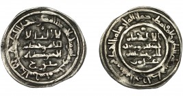 ACUÑACIONES HISPANO-ÁRABES. CALIFATO. Hisam II. Dirham. Al-Andalus. 386 H. AR 2,90 g. 24,1 mm. V-531. MBC.