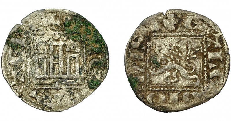 REINOS DE CASTILLA Y LEÓN. ALFONSO XI. Novén. Coruña. VE 0,71 g. 17,7 mm. III-35...