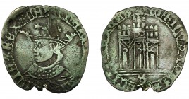 REINOS DE CASTILLA Y LEÓN. ENRIQUE IV. Dinero. Sevilla. VE 1,41 g. 21,6 mm. III-786. BMM-990. Pequeña rotura al borde. Alabeada. MBC-.