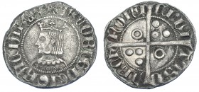 CORONA DE ARAGÓN. JAIME EL JUSTO (1291-1327). Croat. Barcelona. CIVI en tres puntos. AR 2,71 g. 23,3 mm. IV-337. Oxidaciones. MBC. Muy escasa.