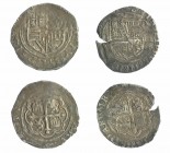 FELIPE II. Lote de 2 monedas de 1 real. México, M-O y O-M. AC 224 y 225. BC+/MBC-.