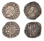 FELIPE II. Lote de 2 croats. Barcelona. 1596 y 15(--). AC-111. BC+/MBC.