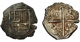 FELIPE II. 2 reales. 1595. Granada. (F). AC-325. Oxidaciones. MBC.