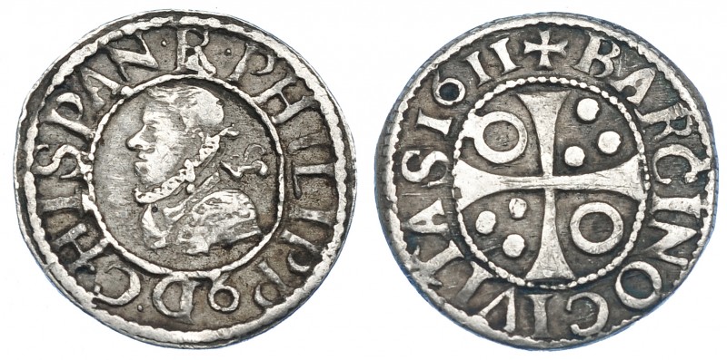 FELIPE III. 1/2 croat. 1611. Barcelona. AC-374. MBC.