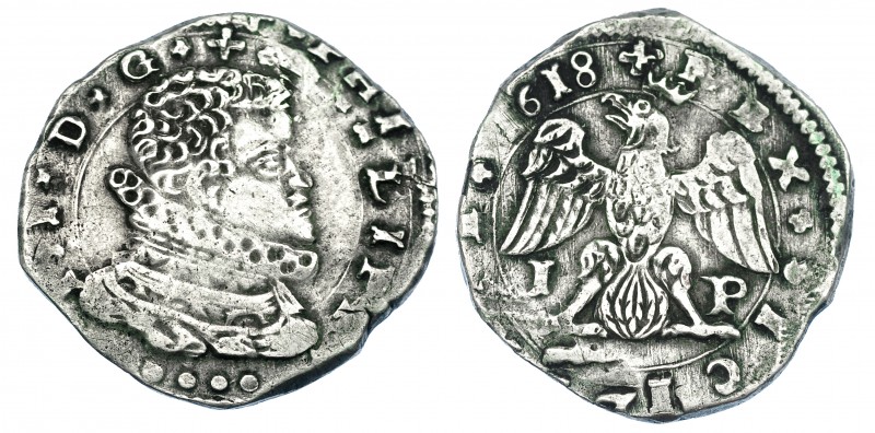 FELIPE III. 4 tarí. 1618. Messina. I-P. MBC-/MBC.